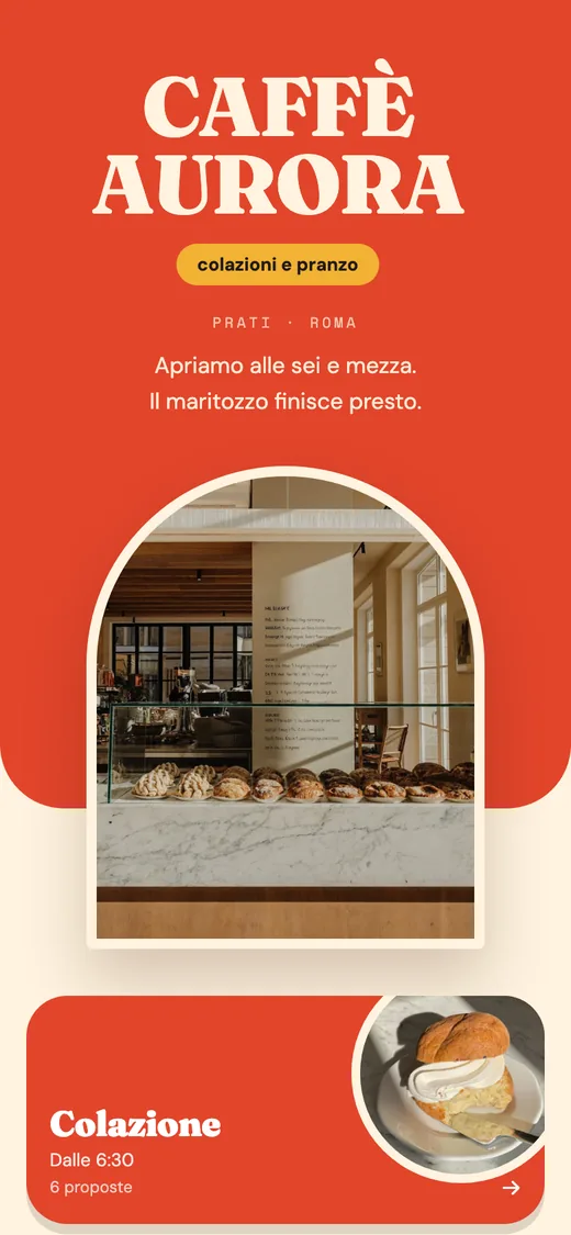 Menù digitale di un bar di prova