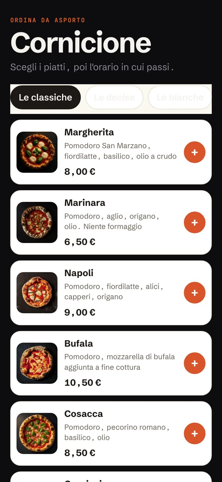 L'ordine da asporto dal telefono del cliente